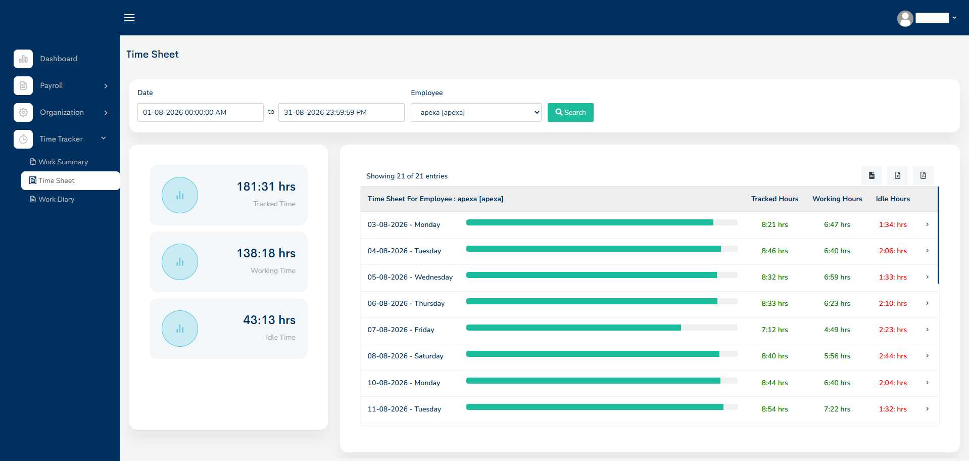 ActiveDesk Timesheet Logs